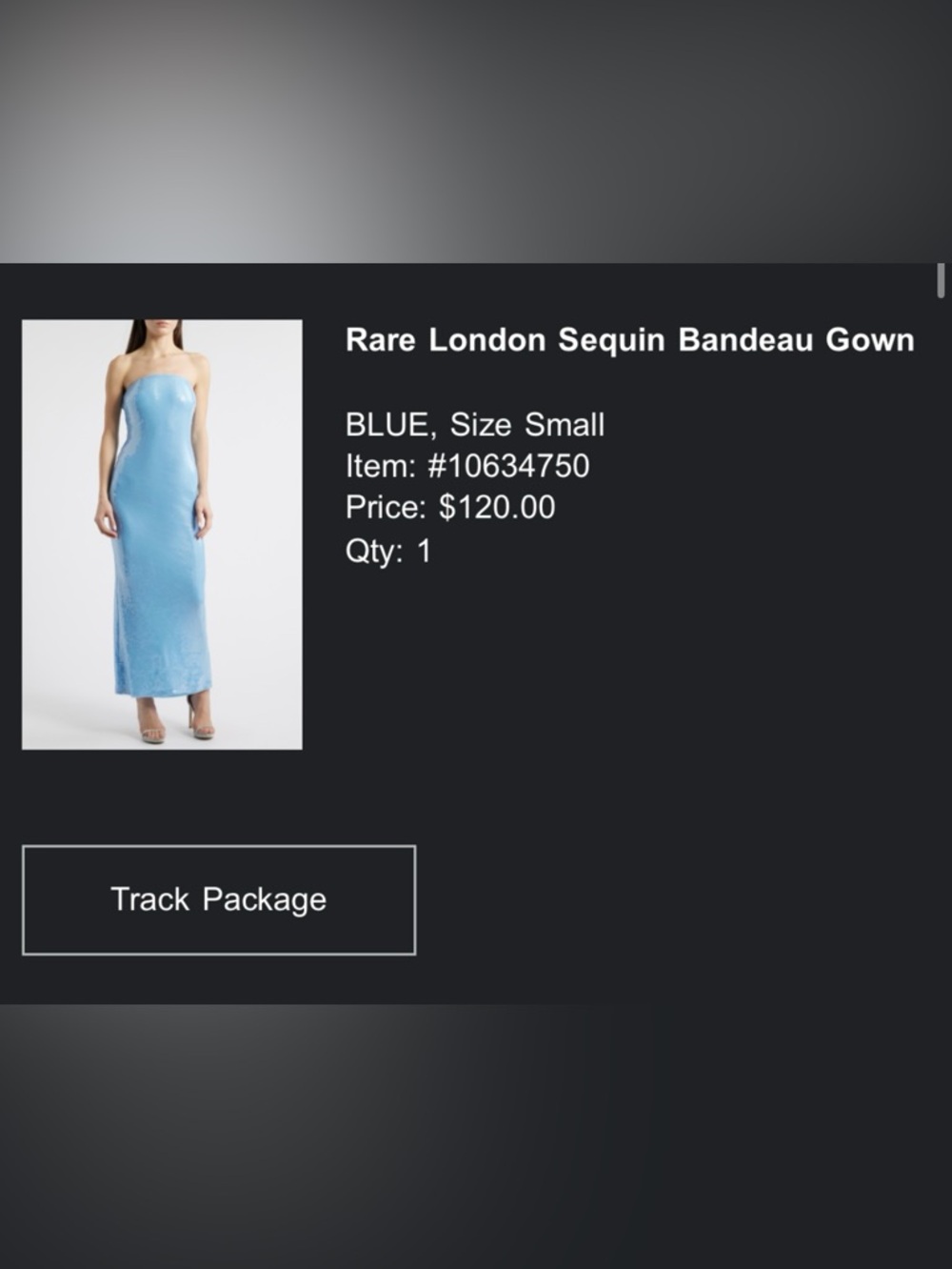 Rare London Light Blue Sequin Bandeau Gown
